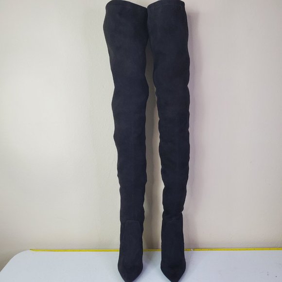 Steve Madden Womens Black Stretchy Cushioned Dominique Pointed Toe Stiletto Boot - Picture 3 of 8